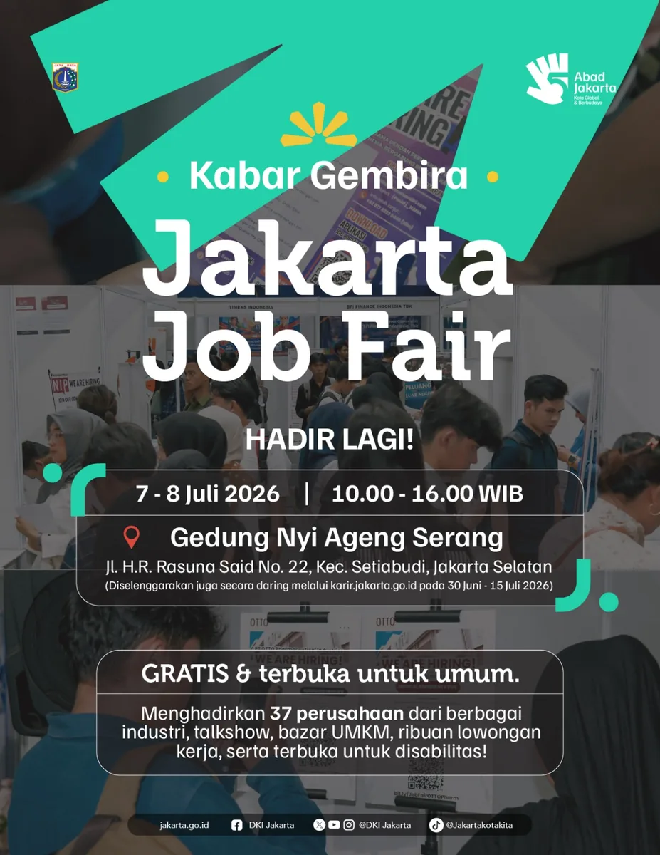 Job Fair Provinsi Di Yogyakarta 2026 (Suku Dinas TKTE Wilayah Provinsi Di Yogyakarta Barat) : 7-8 Juli 2026